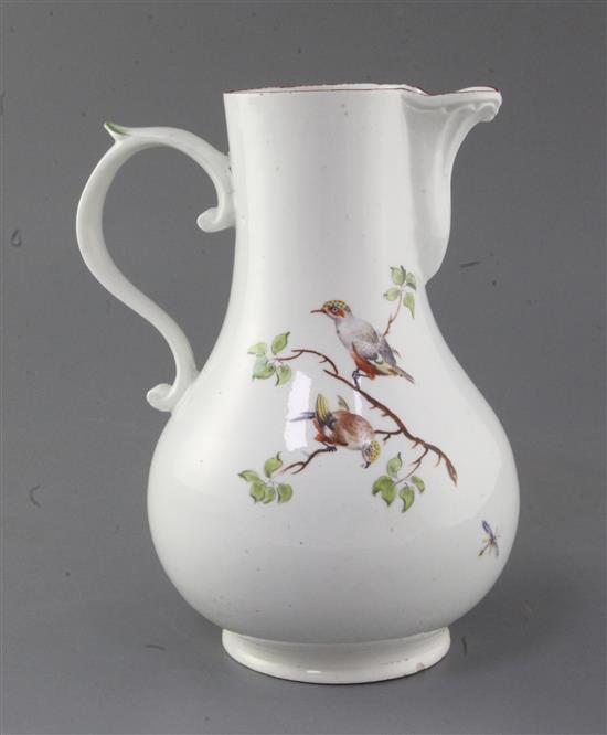 A large Derby baluster-shaped jug, c.1760-5, h. 23cm, splinter chips to foot